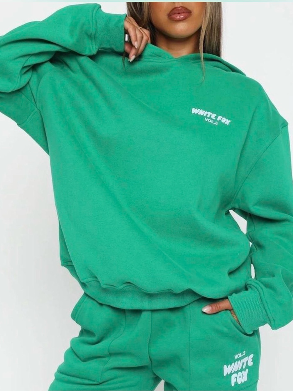White Fox Offstage Hoodie & Sweatpants Set in Green